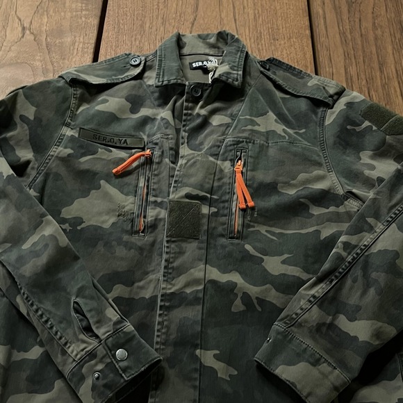 SER.O.YA Jacket Mens Medium Green Camo Military Field Coat Made In Italy SR103 - Picture 2 of 11